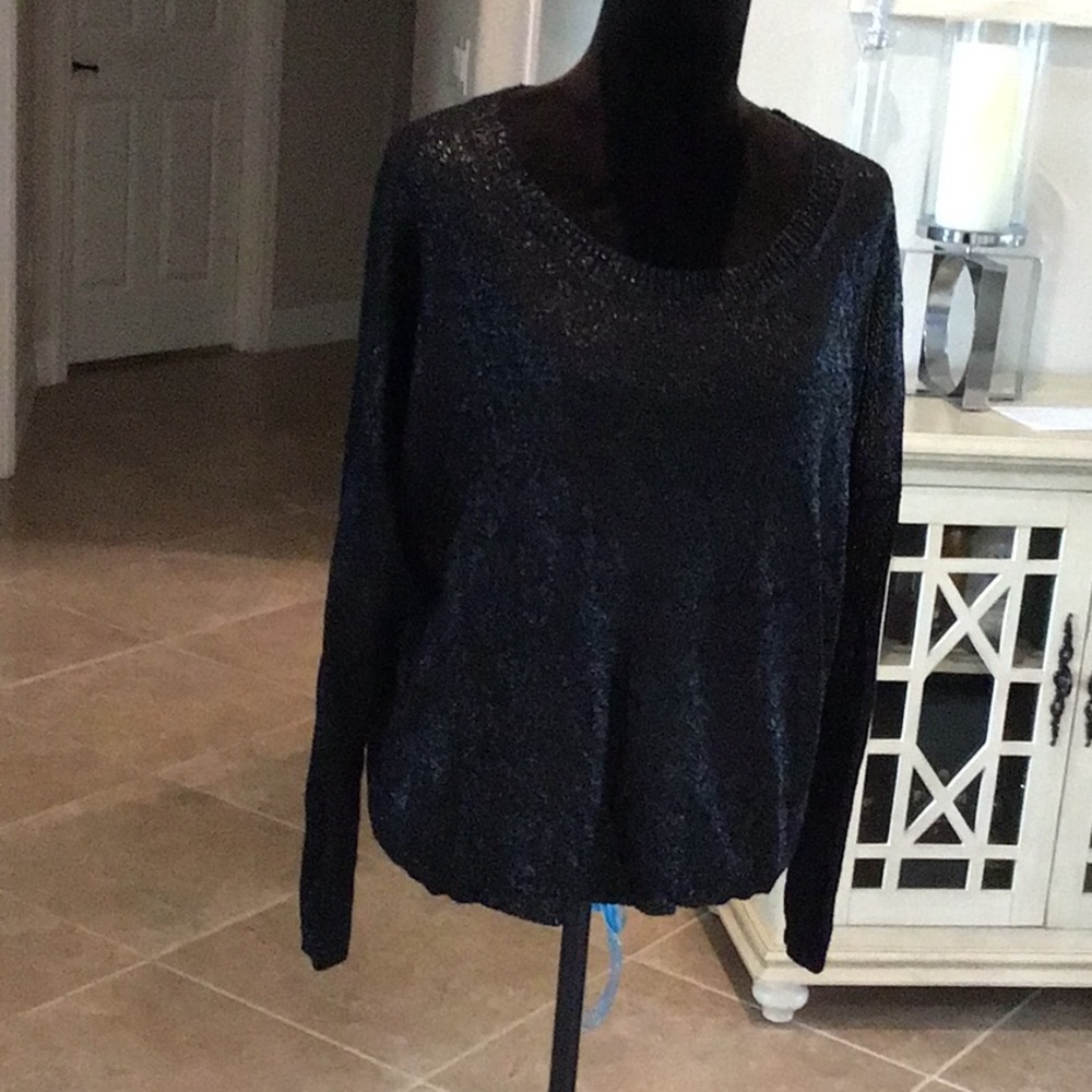 VINCE black metallic knit top, size large
